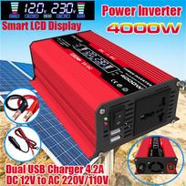4000 W automobilio furgono maitinimo keitiklis, DC 12V į AC 240V, sinusinė banga, 2 USB įkrovikliai 12V to 110V raudona