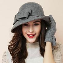 Žieminė kepurė moterims XX a. XX a. Gatsby stiliaus gėlė šilta vilna Fedora žiemos kepurė Moteriškos bažnytinės kepurės Cloche Bonnet Femme Felt Fedoras black