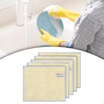 Mesh Microfiber Cleaning Cloth Multipurpose Wire Dishwashing Rags Dishcloth Cloths Yellow 5Pcs beige