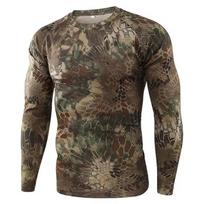 3D marginti marškinėliai kamufliažiniai marškinėliai Camo ilgomis rankovėmis pavasario rudens rudens itin lengvi, kvėpuojantys greitai džiūstantys lauke S black