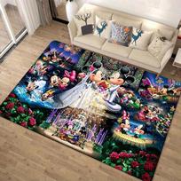 1pc Disney Mickey Mouse and Minnie Pattern Carpet Area Rug Non slip Carpet Hand Washable Floor Mat Suitable For Living Room Bedroom Home Decor 160cm by 200cm black