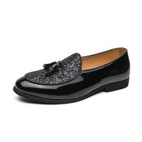 Tassel leather shoes for men pointed Korean version of the trend of a slip-on men's shoes high-grade sense of fashion shoes 41 black