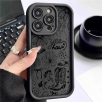 Black Groove Pattern Protective Case for iPhone 15/16/17 Redmi NOTE 14 PRO 4G Overseas juoda
