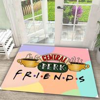 Kilimėlis „Central Perk“ logotipas Kavos puodelio spaudinys Kilimas „Friends“ TV tema Durų kilimėlis Sveikinimo tekstas Namų dekoracija Vidaus ir lauko naudojimas 40cm x 60cm gray