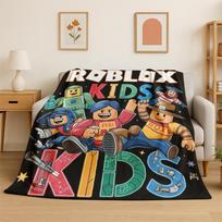 Animacinis R-Robloxs Žaidimų Žaidėjo Flanelinis Antklodė Minkštas Šiltas Mėtomasis Antklodė Miegamojo Svetainės Lovoje Kelionėms Stovyklavimui Iškylai Dovana 75x90cm brown