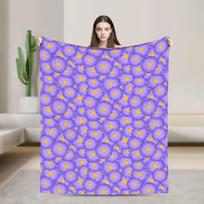 Balta ramunė žaliame fone, pavasarinė, itin minkšta, užtiesta antklodė mergaitėms, sofa namams, flanelinė lovatiesė, lovos užtiesalas 80x120cm purple