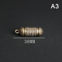 Hollow Brass Buddha Bottle Sutra Cylinder Pendant Keychain Handmade Vintage Pill Box Container Bottle Keychain Pill Case Bottle gray