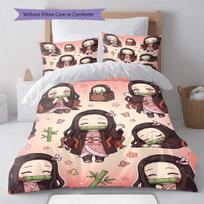 Nezuko Kamado Comforter Cover Duvet Cover Bedding Set Soft Quilt Cover Bedroom Home Decor Anime -QJY 135x200cm gray