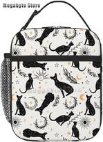 Black Cat Lunch Box Funny Cat Lunch Bag Kids Teen Girls Women Adult Cooler Insulated Floral Lunch Bag for School Work Travel black