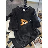 230 Gram Heavy Weight, 100% Washed Men'S T-Shirt, Vintage Print Loose T-Shirt, Plus Size 5XL juoda
