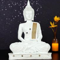 Meditating Sitting Buddha Statue, Home Decor, Showpiece Idol, White Color balta