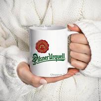 Pilsner Urquell Alaus emaliuotas puodelis Kavos puodelis 11oz Smagus keraminis puodelis kavai, arbatai, kakavai su rankena Arbatos gėrimo puodelis Cup