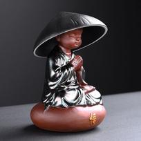 Chinese Ceramic Tea Kongfu Porcelain Tea Filter Buddha Monk Support Holder Tea Pet black