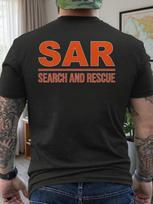 Men'S Heavy-Duty SAR Team Search & Rescue Graphic T-Shirt | Quick-Dry Tee with Back Print, Blac S black