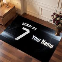 Cristiano Ronaldo Custom Crystal Velvet Rug, Personalized Name Text Print, Football Logo Soft Non‑Slip Floor Mat Home Decor Gift 40cmx60cm brown