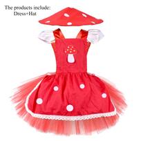 Girls Mushroom Skirt Halloween Mushroom Carnival Party Costume Cute Children Birthday Party Cosplay Red Dress Set Lollita Ballet 6-12M red