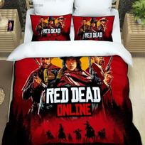 Red Dead Redemption 2 Patalynės Komplektai Išskirtinių Reikmenų Rinkinys Spausdinta Antklodės Užvalkalas Lovos Antklodės Komplektas Patalynės Rinkinys Prabangi Gimtadienio Dovana EU Single 135*200cm/53x79in 3pcs black