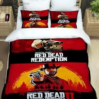 Red Dead Redemption 2 Patalynės Komplektai Išskirtinių Reikmenų Rinkinys Spausdinta Antklodės Užvalkalas Lovos Antklodės Komplektas Patalynės Rinkinys Prabangi Gimtadienio Dovana EU Single 135*200cm/53x79in 3pcs