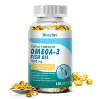 Bcuelov Triple Strength Omega-3 Fish Oil Supplement 3600mg, 2100mg EPA & DHA, with Krill, Astaxanthin & Black Pepper, 120 Caps 120 Capsules