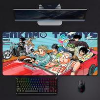 Cool Funny Anime Ssakamoto Days Mouse Pad Mousepad Large Gaming Lockedge Thickened Pc Table Desk Mat 800x300x2mm blue