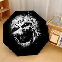 Terrifier Art the Clown Windproof Auto 8 Rib Folding Umbrella Portable Outdoor Parasol Three-fold umbrella white
