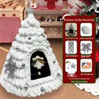 Cone-Shaped Felt Pet Nest: Cat & Dog House Villa with Mat Christmas Tree Cat Nest H Model US Standard