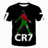 Ronaldo Children Short-Sleeved T-Shirt Portugal National Team Manchester United Royal Pony Football Star 3-13 Years Old Boy Jersey No. 7 Full Print 140 green