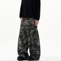 LKTM Unisex Amerikietiško Retro Kamufliažo Plačios Kišeninės Kelnės Laisvo Atvirkščio Dėvėjimo Dizainu 2XL kamufliažas