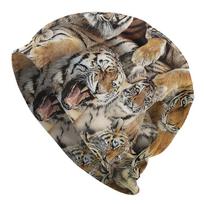 Tigers Animal Meme Unisex Bonnet žiemos šiltos dvisluoksnės plonos kepurės unisex moterims One Size black