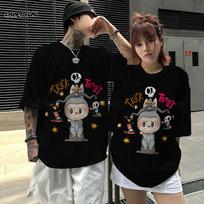 Labubu   Women's T-shirt Cartoon Labubu Jersey Oversized Tops Couple Korean Trendy Tops Tees 6XL gray