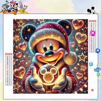 Disney Diamond Painting Mickey Animal DIY Acrylic Craft Supplies Diamond Mosaic Cartoon Cross stitch Wall Decoration Round 20x20cm gray