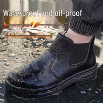 Men's Breathable Steel Toe Safety Shoes - Anti-smash, Anti-puncture, Anti-splash, Wear-resistant, Lightweight, Ideal for Welders. Black High-top Anti-smash Anti-puncture; 37 gray