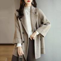 Autumn and winter new fashion Korean version loose and thin casual versatile foreign high-end woolen jacket women's tide medium and long M ruda