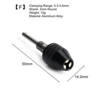Hex Shank Drill Chuck Adapter Mini Drill Bits Adapter New Keyless Drill Chuck 0.3-3.4mm 3mmRound Black