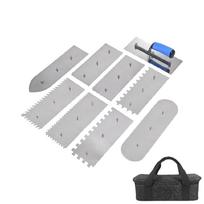 9Pcs Interchangeable Trowel Stainless Steel Plastering Trowel Cement Concrete Trowel Hand Tools for Scrape Plastering 1 black