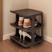 Removable Vertical Shoe Rack 2-8 Layers Stackable Shoes Storage Organizer Simple assembly Anti-drop Layered Shoe Cabinets brown
