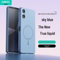 Sony Xperia 10 VI Liquid Silicone Magnetic Case: Drop-Proof Skin-Feel Protective Cover. Sony Xperia 1V dangaus mėlyna spalva