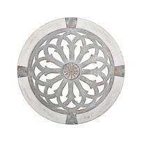 Apvalus sienos dekoras Metalinis gėlių dizainas su mediniu rėmu Rustic stilius Vidaus ir lauko Tinka namų, biuro, kavinės dekoravimui One Size white