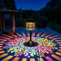 Bohemian Hollow Solar Table Projection Lamp, LED Shadow Light, Decor for Garden Patio Balcony Indoor & Party 1pc įvairiaspalvis