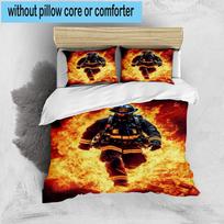 Firefighter Bravery In Action 3pcs Bedding,Including 1pc Duvet Cover And 2pcs Pillowcases Perfect for Christmas,Ideal for Bedroom, Dormitory 135cm*200cm