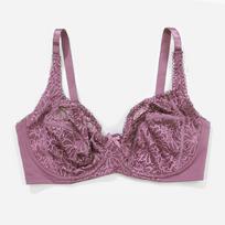 Women Plus Size Sexy Lace Ultra Thin Full Cup Push Up Shaping Bra 110E šviesiai violetinė spalva