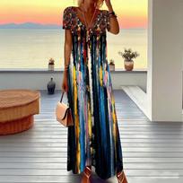 Women Plus Size Short Sleeve V Neck Maxi Dress Beige Base Leopard Print Loose Casual Summer Beach Long Dress 8XL black