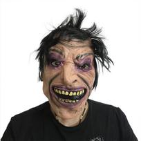 Halloween black-haired, yellow-toothed ghost face horror prank masquerade performance latex mask costume prop black