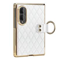 Ring Holder Diamond Grid Leather Phone Case for Samsung Galaxy Z Fold 8 Fold8 Shockproof Tempered Glass Screen Protector Cover Galaxy Z Fold 8 balta