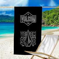 proof beach towel with a V-VOLCOM LOGO3 pattern - soft,absorbent,quick-drying,machine washable - perfect for swimming,camping,bathing 80cmx160cm(31x63inch) black
