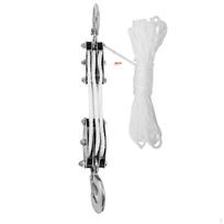 Rope Pulley Hoist Block Strong with Hooks Long-Lasting for Workshop 3-wheel 15M Steel a