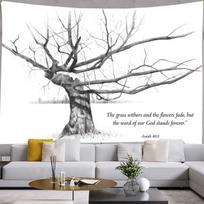 Verse Bible Tapestry Floral Herbs Bible Tapestries Quotes Wall Hanging Bedroom Living Room Dorm Decor Fabric Bohemian Decor Matches the image,150x130cm
