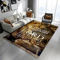 Lion with Bible Verse Joshua 1:9 Patterned carpet a non slip rug suitable for all seasons and any setting, gift 60x90cm( 23x35in ) gray