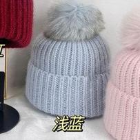 Iceland mjuk rabbit fur fox hairball knitted hat female winter flower Shaoxin Zhilei Dilizheba wool hat 54-60 gray