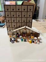 Wooden Nativity Advent Calendar 11, Drawers House Countdown Box Christmas, Ornament Xmas Decor Gift For, Kids Adults Family black